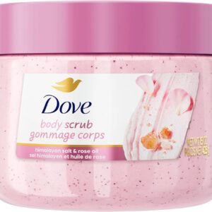 Dove Himalayan Salt & Rose Oil Body Scrub Exfoliates and Deeply Nourishes for Smooth, Radiant Skin 15 oz