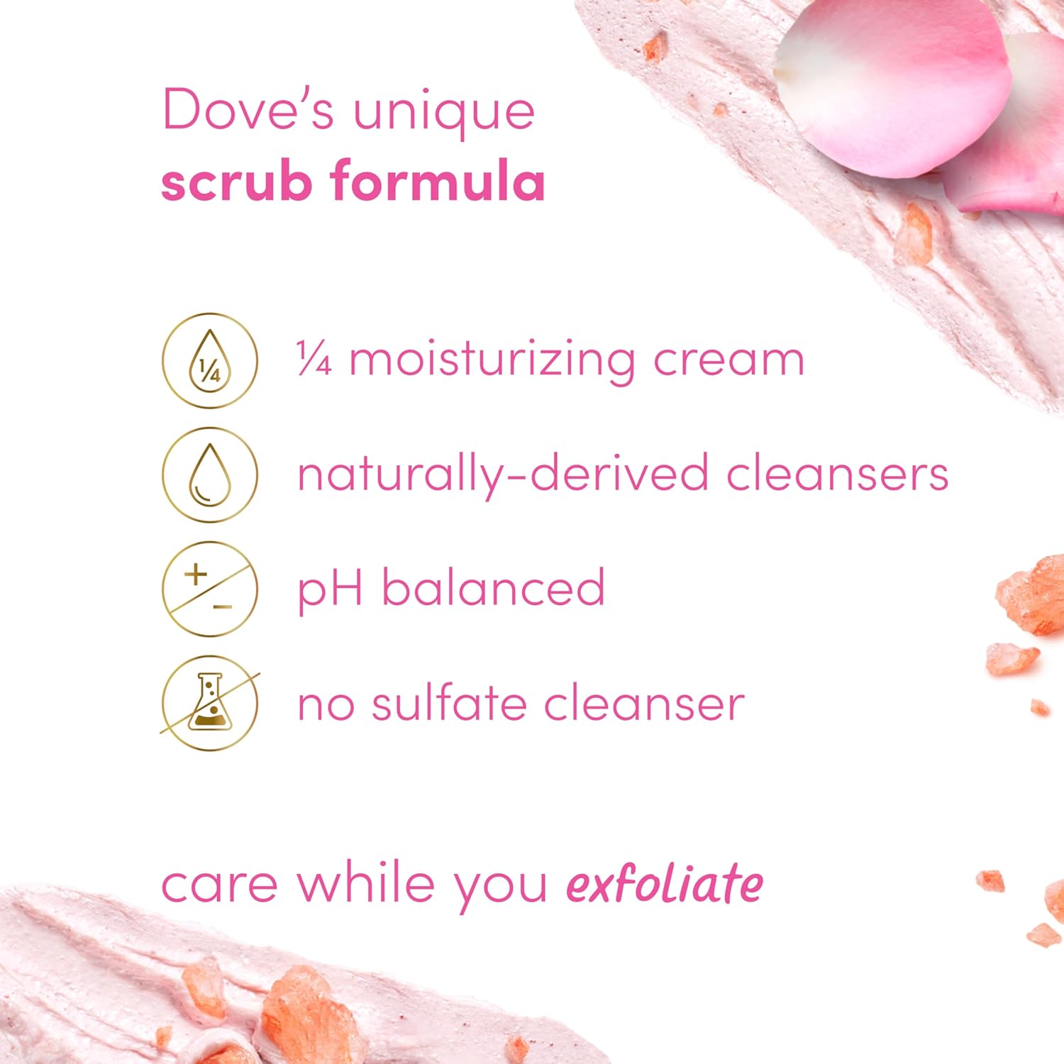 Dove Himalayan Salt & Rose Oil Body Scrub Exfoliates and Deeply Nourishes for Smooth, Radiant Skin 15 oz - Image 4